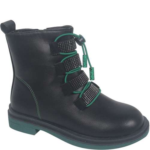 B-9568-F черн/зел Ботинки деми для девочек (32-37)/8